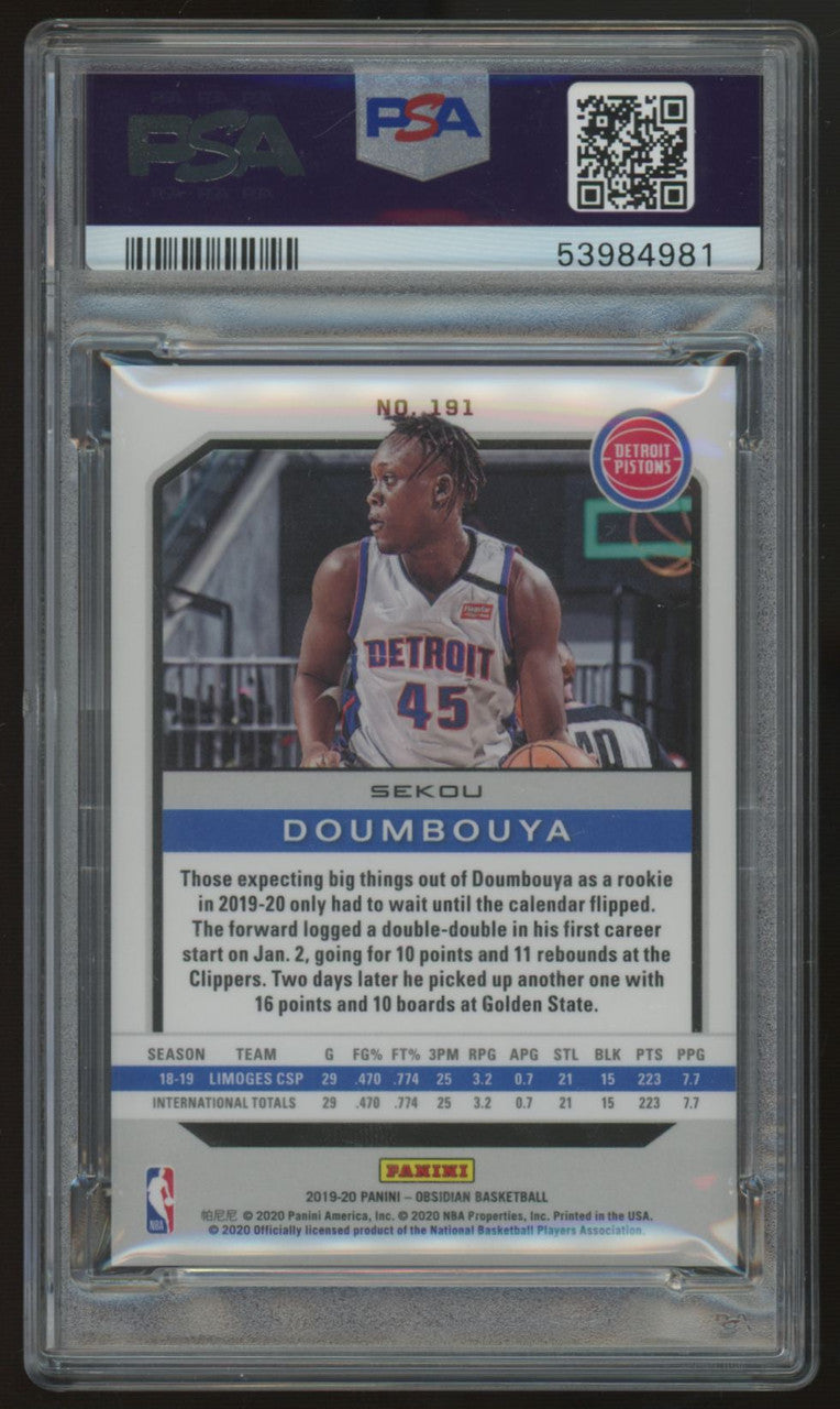 2019/20 Obsidian Sekou Doumbouya RC #191 PSA 10