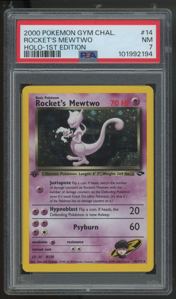 2000 Pokemon Rocket's Mewtwo Gym Challenge 1st Edition Holo #14 PSA 7
