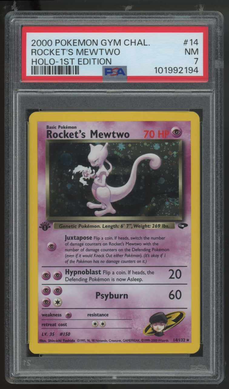 2000 Pokemon Rocket's Mewtwo Gym Challenge 1st Edition Holo #14 PSA 7