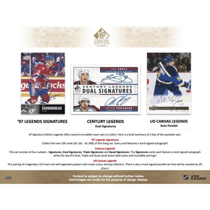 2020/21 Upper Deck SP Signature Edition Legends Hockey Hobby Box