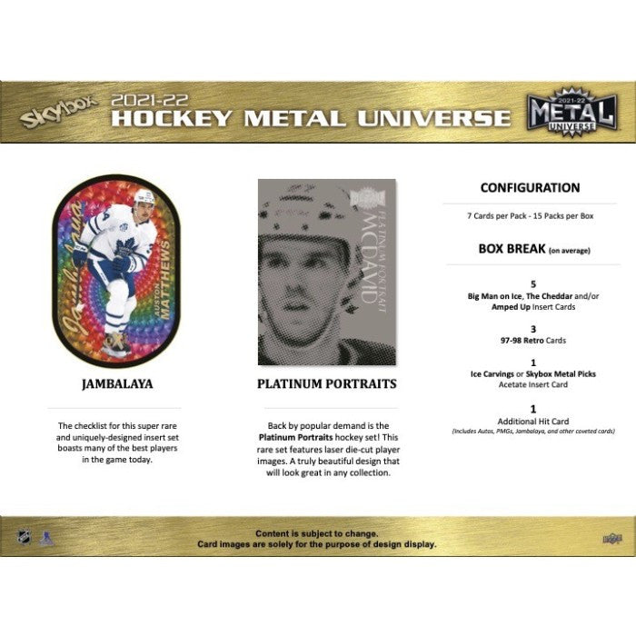 2021/22 Upper Deck Skybox Metal Universe Hockey Hobby Box