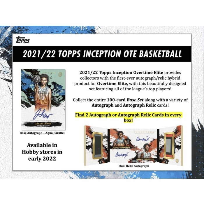2022 Topps Inception  Overtime Elite Basketball Box