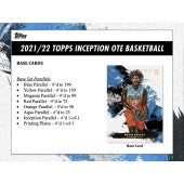 2022 Topps Inception  Overtime Elite Basketball Box