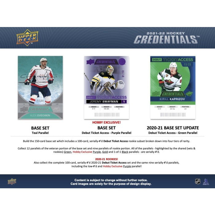 2021/22 Upper Deck Credentials Hockey Hobby Box