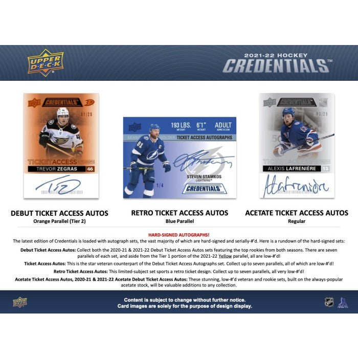 2021/22 Upper Deck Credentials Hockey Hobby Box