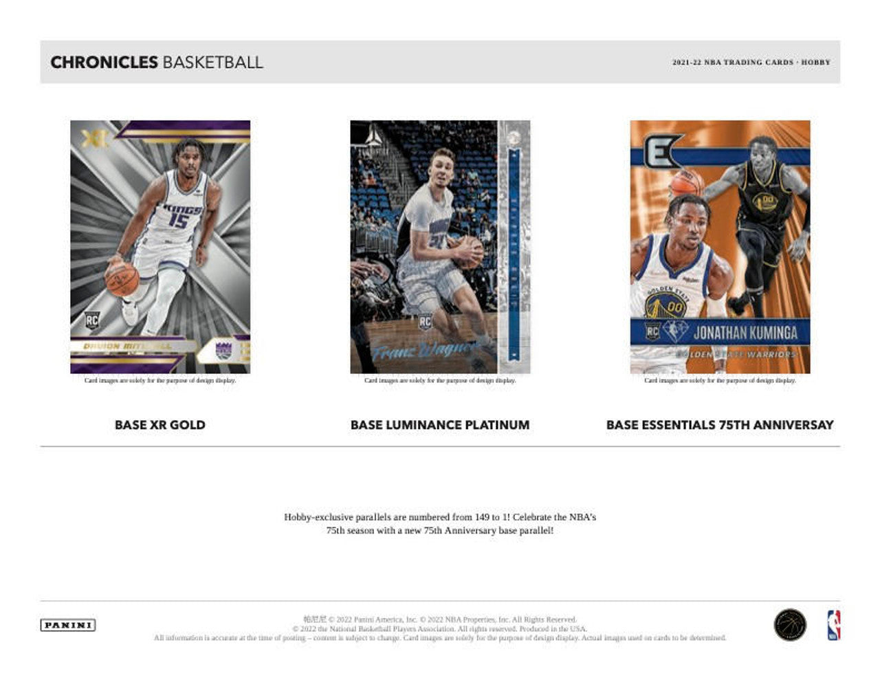 2021/22 Panini Chronicles Basketball Hobby Box