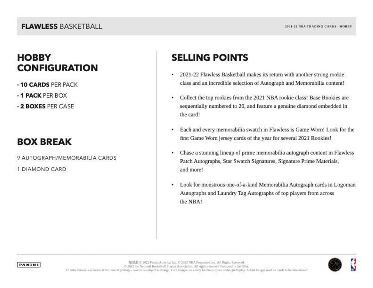 2021/22 Panini Flawless Basketball NBA 2-Box Case