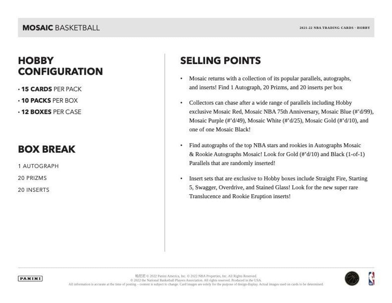 2021/22 Panini Mosaic Basketball Hobby Case (12)