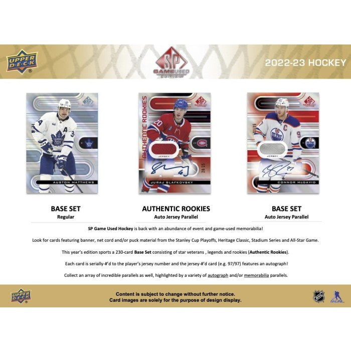 2022/23 Upper Deck SP Game Used Hockey Hobby Box