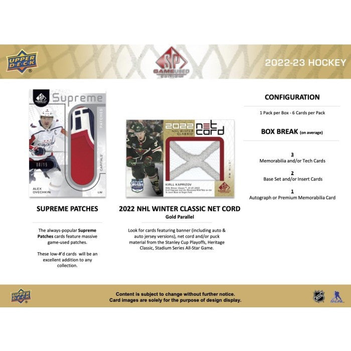 2022/23 Upper Deck SP Game Used Hockey Hobby Box