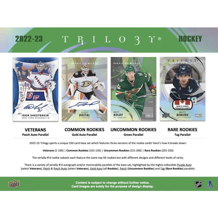 2022/23 Upper Deck Trilogy Hockey Hobby Box