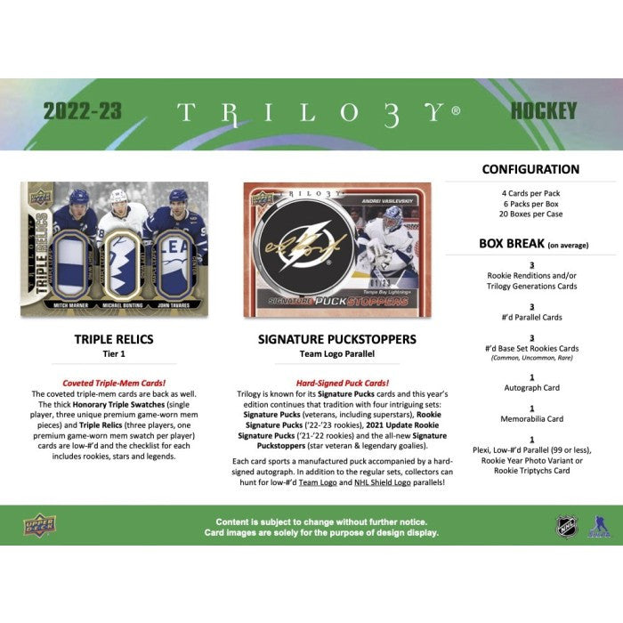 2022/23 Upper Deck Trilogy Hockey Hobby Box