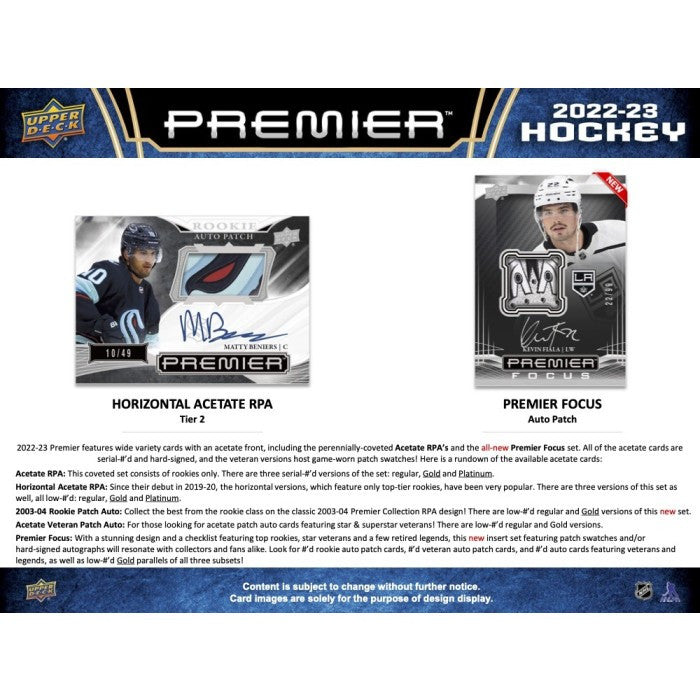 2022/23 Upper Deck Premier Hockey Hobby Box