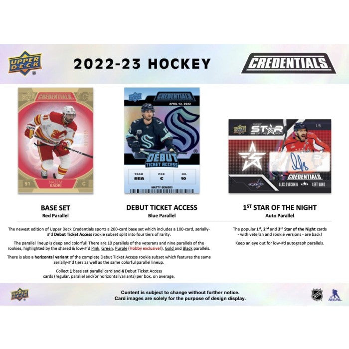 2022/23 Upper Deck Credentials Hockey Hobby Box