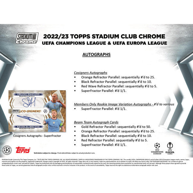 2022/23 Topps Stadium Club Chrome UEFA CC Soccer Hobby Box