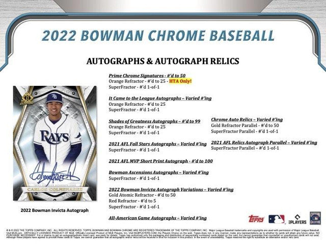 2022 Bowman Chrome Baseball HTA Choice Box