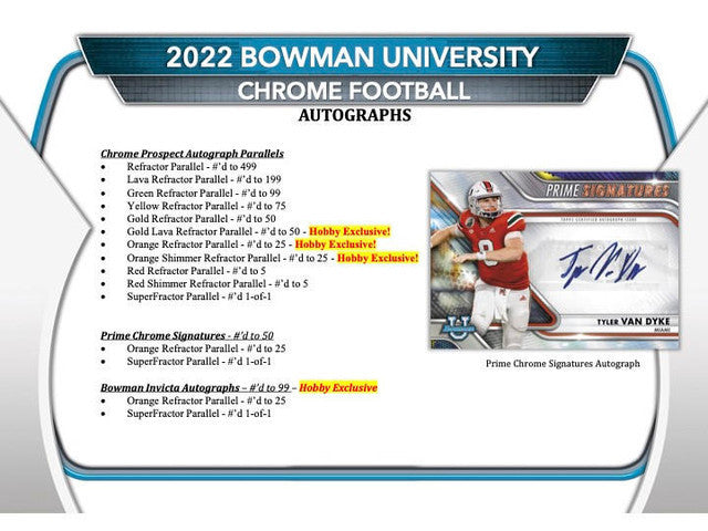 2022 Bowman Chrome University Football Hobby Box