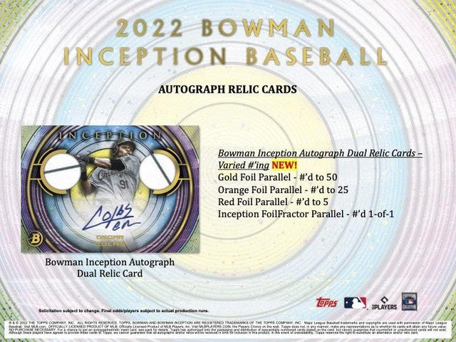 2022 Bowman Inception Baseball Hobby Box