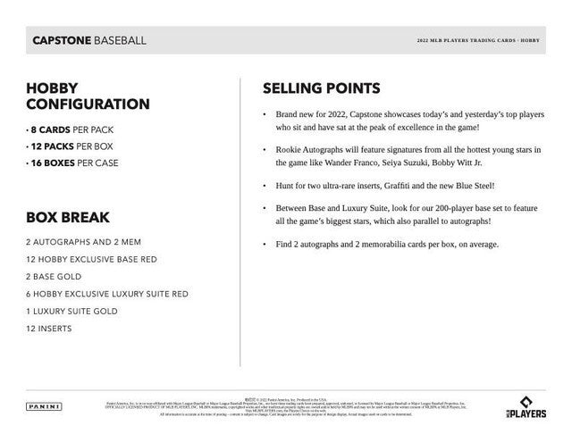 2022 Panini Capstone Baseball Hobby Box