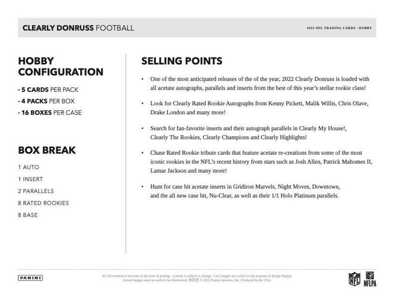 2022 Panini Clearly Donruss Football Hobby Box