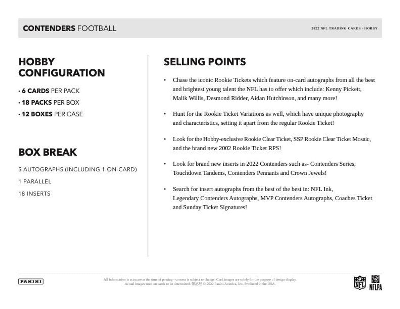 2022 Panini Contenders Football Hobby Box