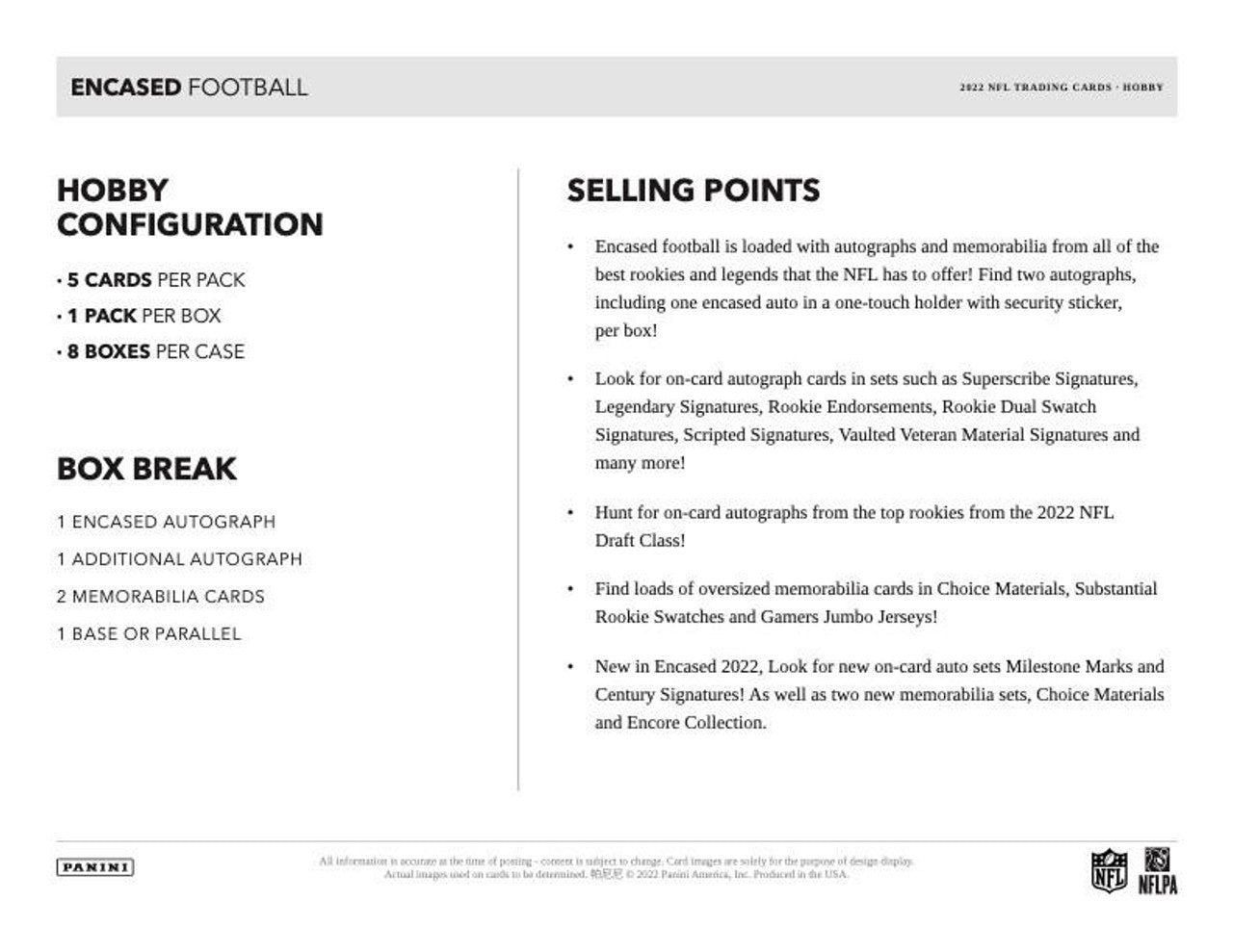 2022 Panini Encased Football Hobby Box