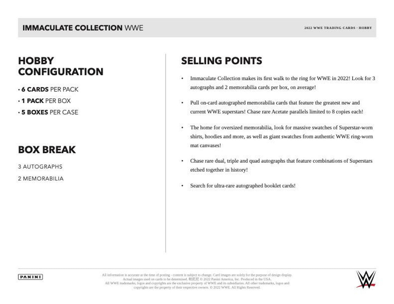 2022 Panini Immaculate WWE Hobby Box