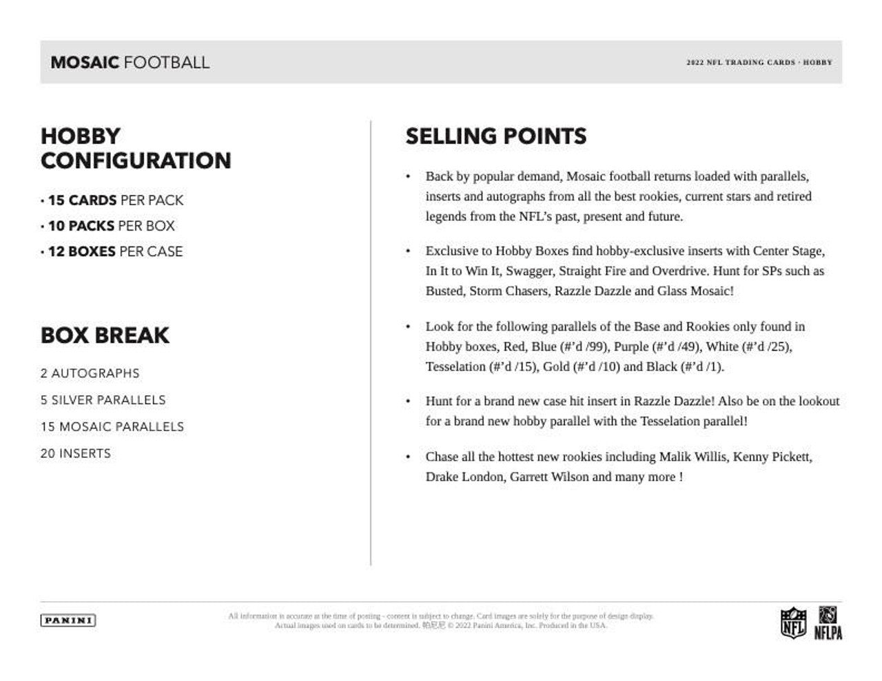 2022 Panini Mosaic Football Hobby Case