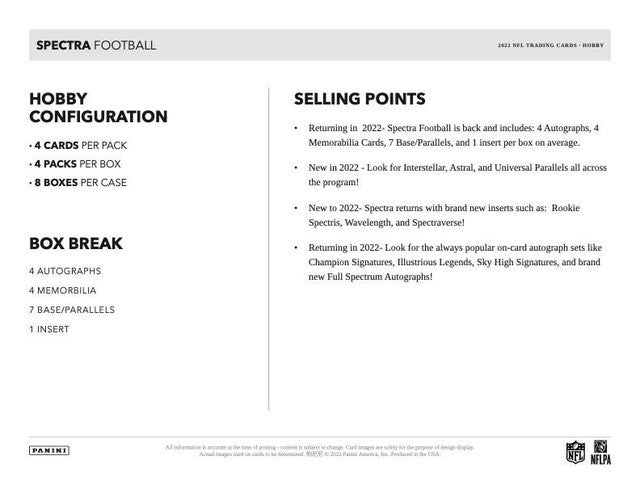 2022 Panini Spectra Football Hobby Case
