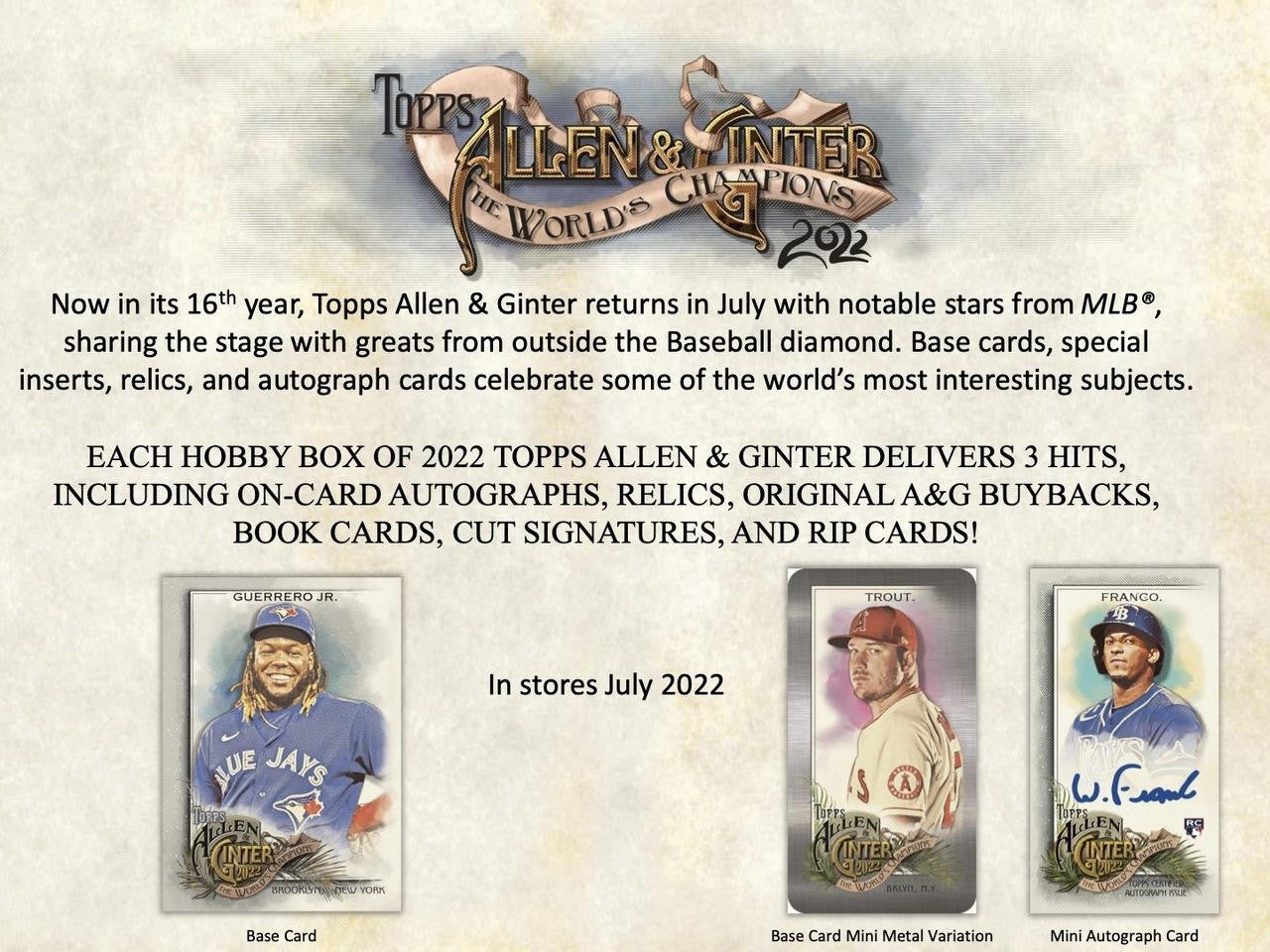 2022 Topps Allen & Ginter Baseball Hobby Box