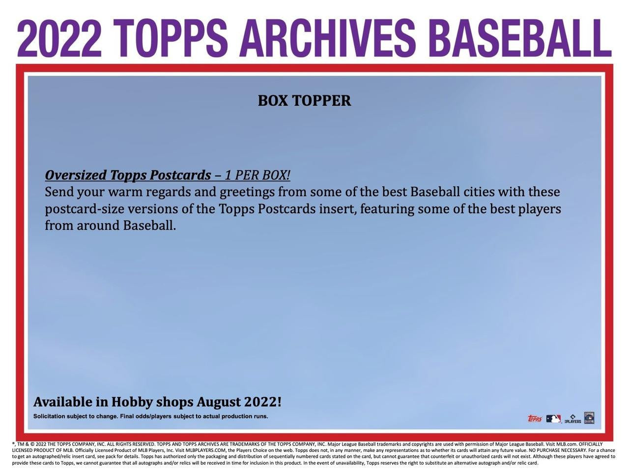2022 Topps Archives Baseball Hobby Box