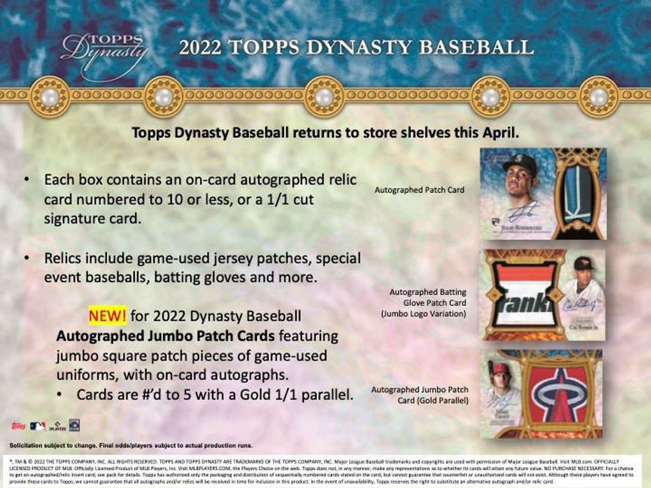 2022 Topps Dynasty Baseball 5 Box Case