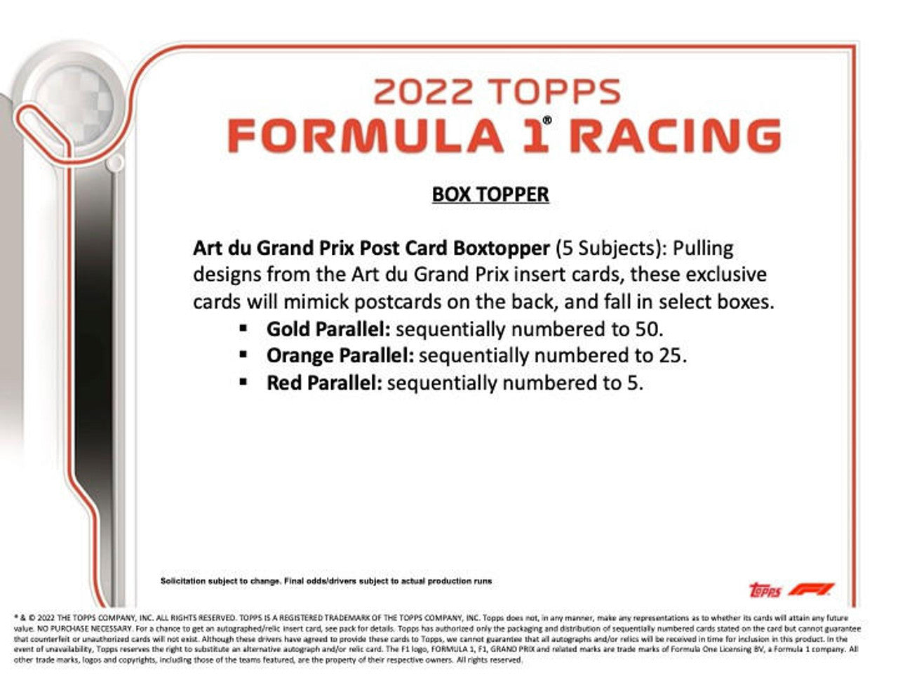 2022 Topps Formula 1 Flagship Hobby Box