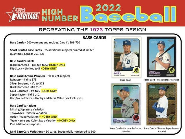 2022 Topps Heritage High Number Baseball Hobby Box