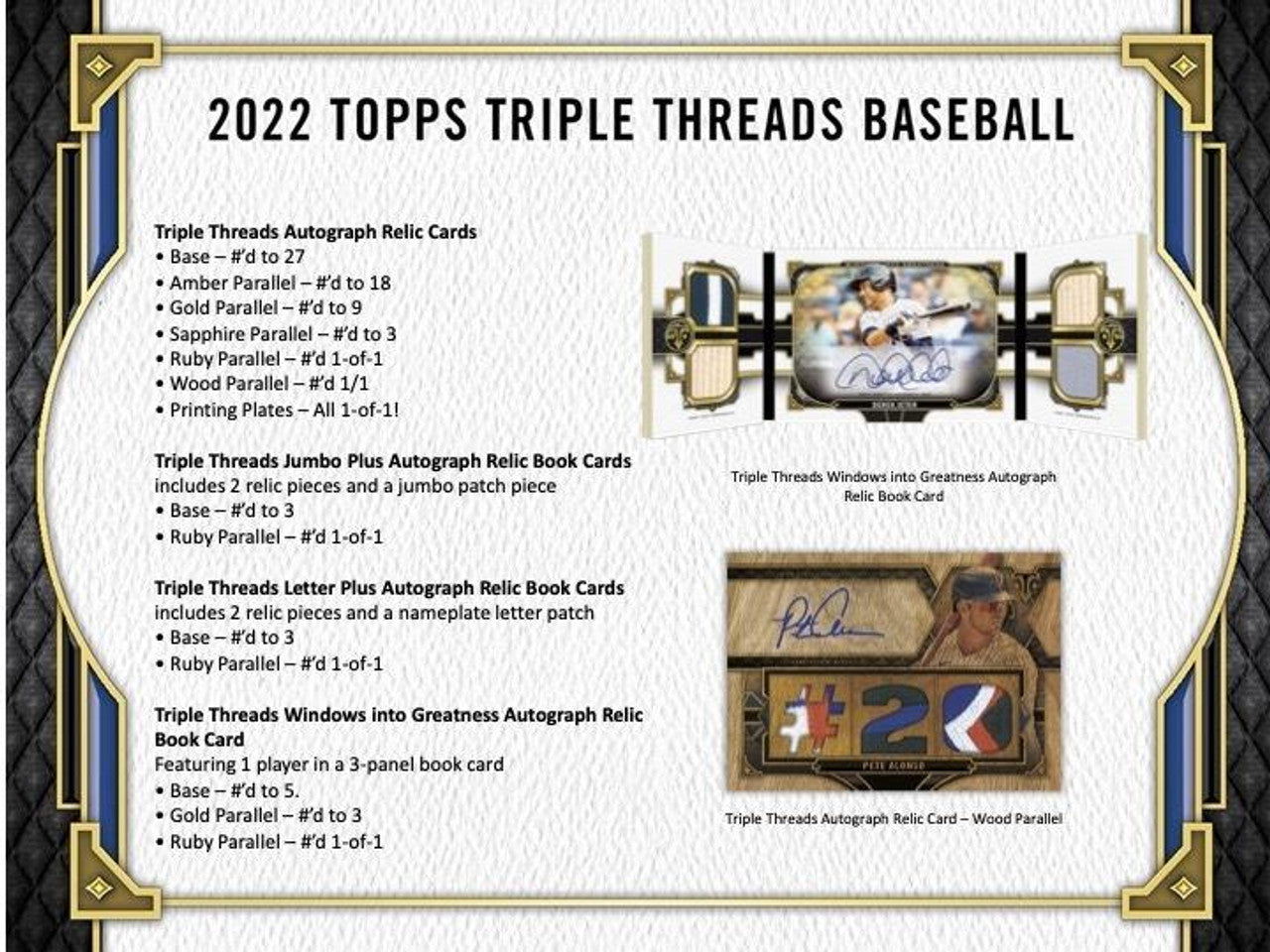 2022 Topps Triple Threads Baseball Hobby Box