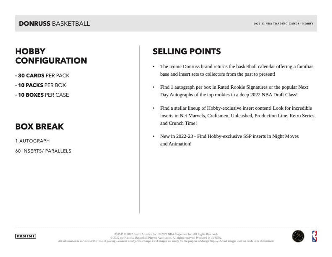 2022/23 Panini Donruss Basketball Hobby Box
