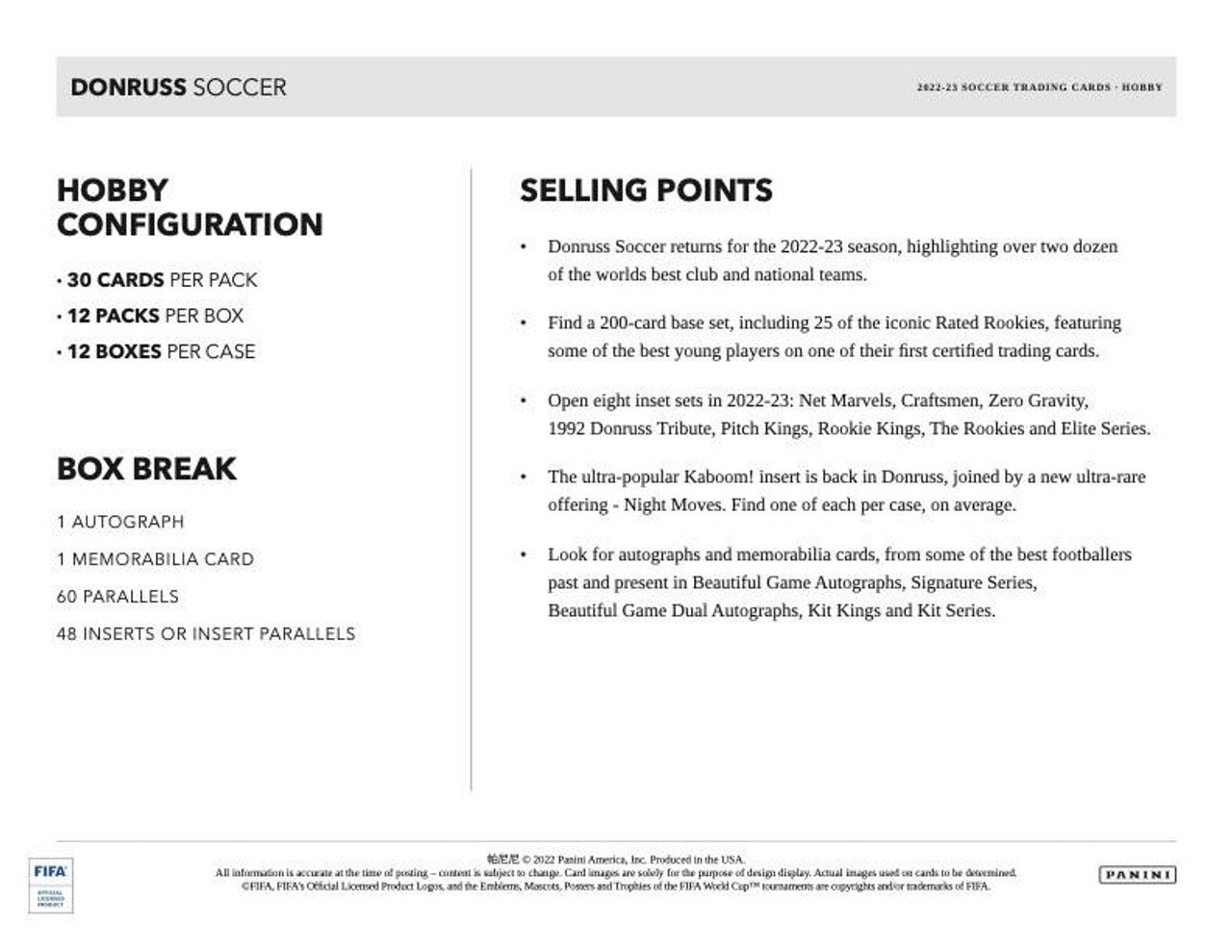 2022/23 Panini Donruss FIFA Soccer Hobby Box
