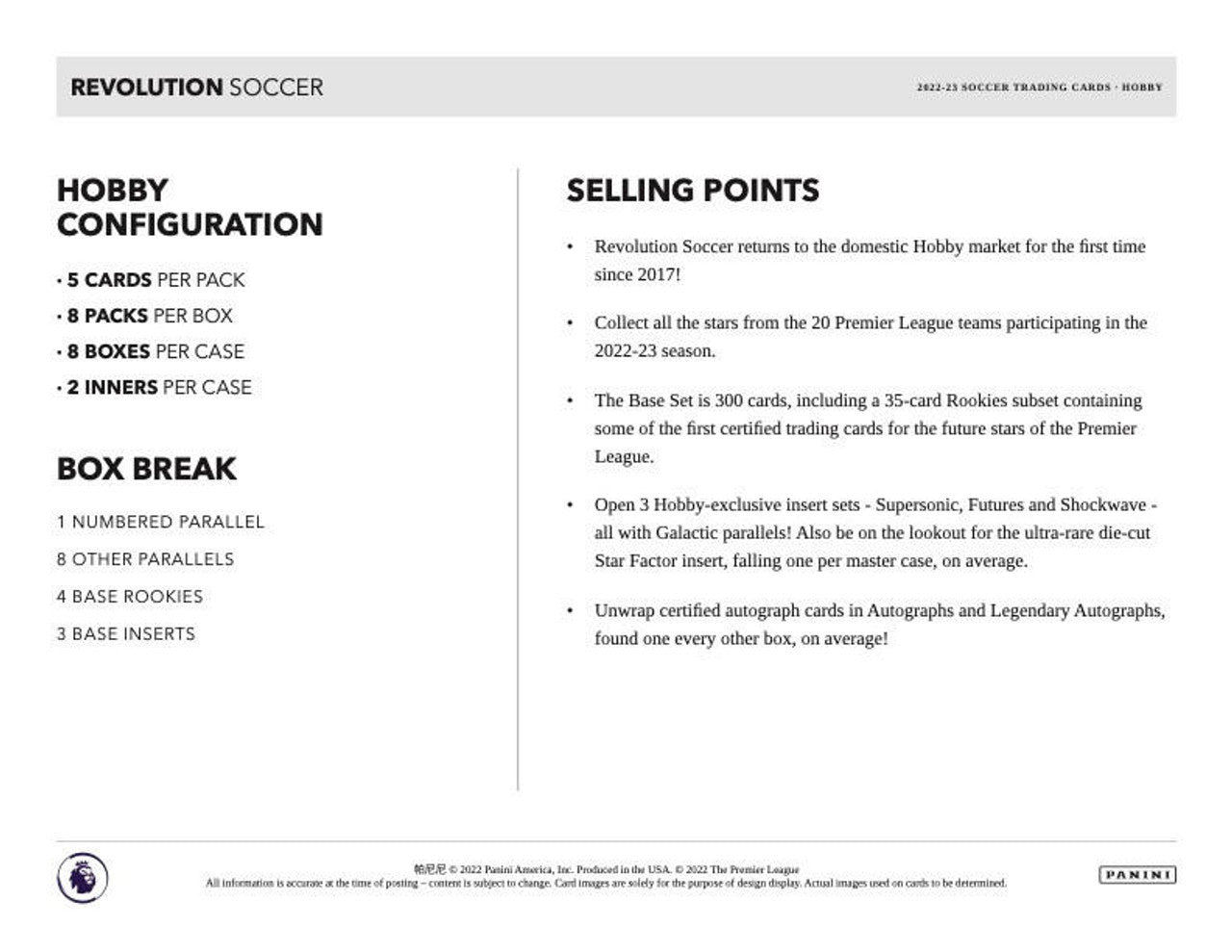 2022/23 Panini Revolution Premier League Soccer Hobby Box