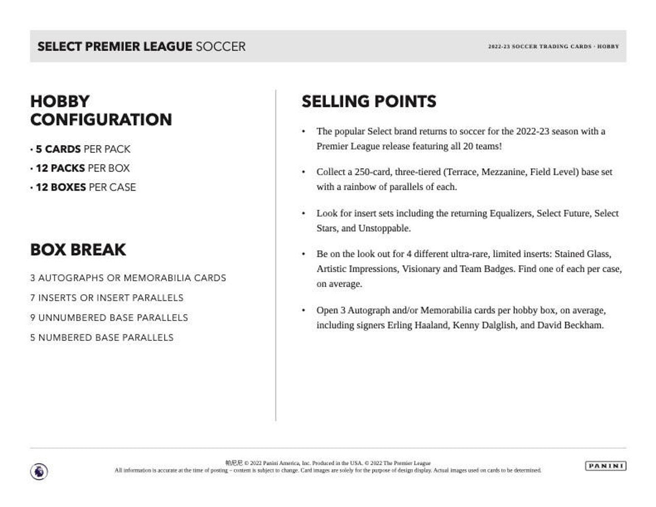 2022/23 Panini Select Premier League EPL Soccer Hobby Box