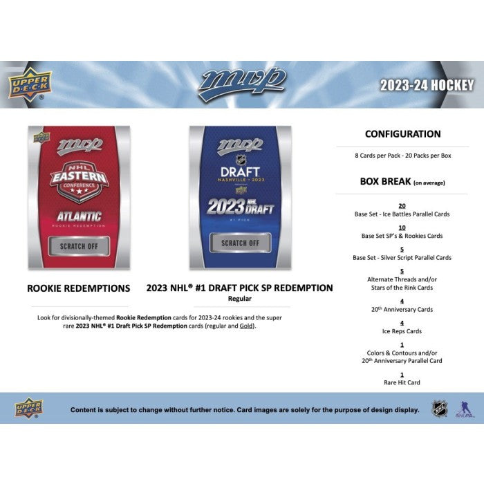 2023/24 Upper Deck MVP Hockey Hobby Box
