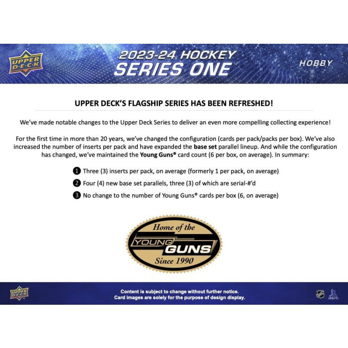 2023/24 Upper Deck Series 1 Hockey Hobby Box
