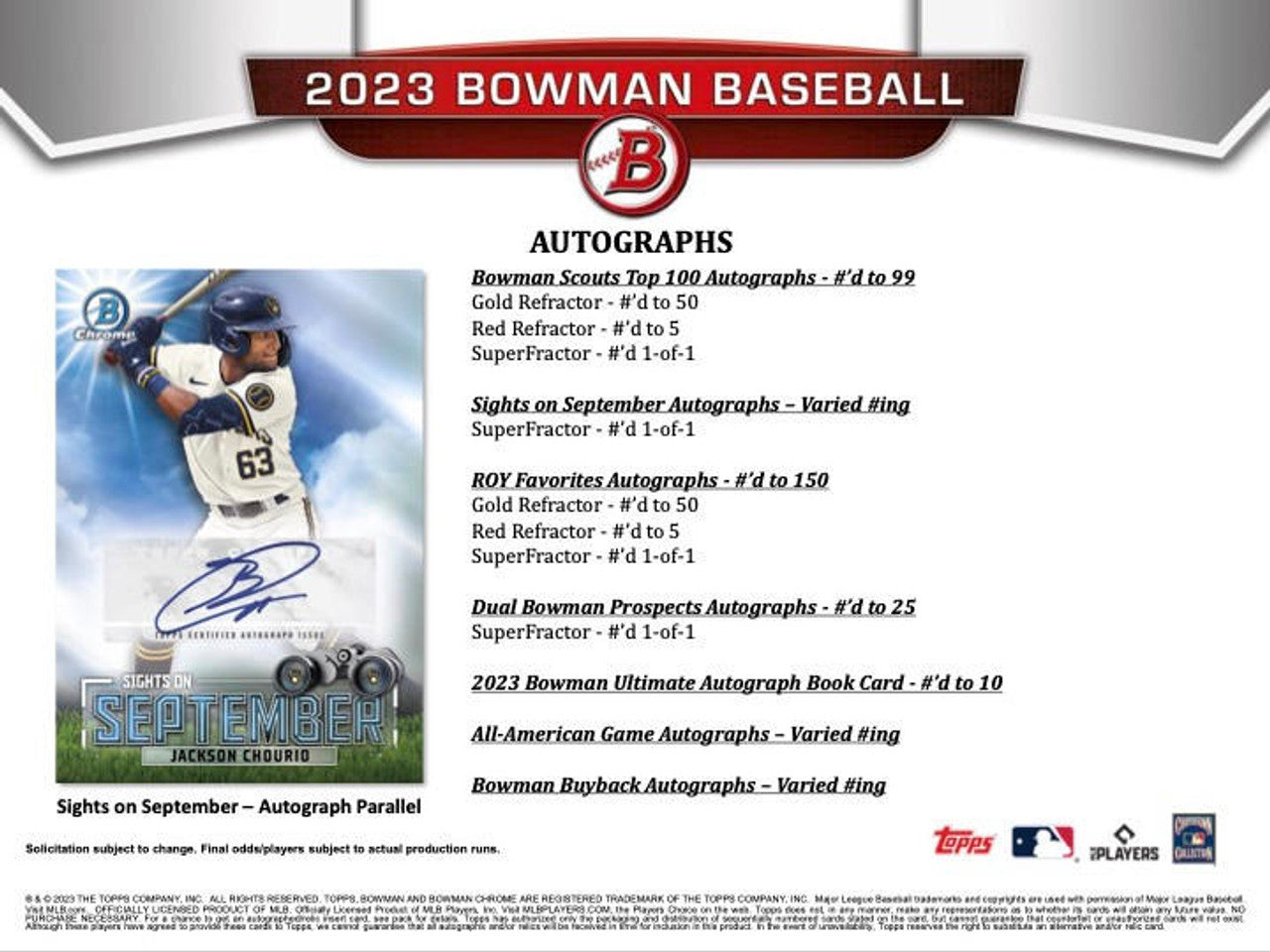 2023 Bowman Baseball Jumbo Hobby Box