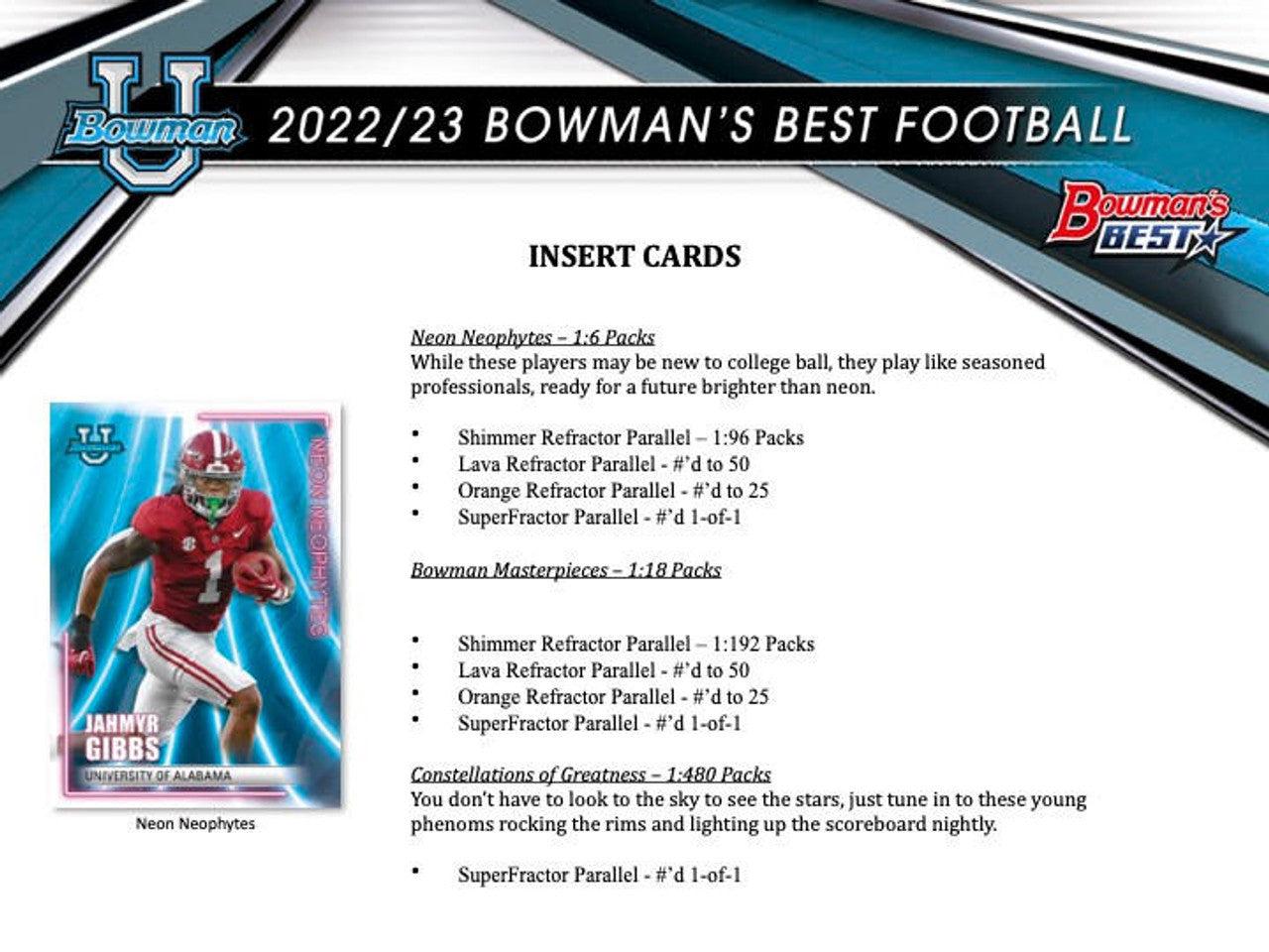 2022/23 Bowman Best University Football Hobby Box
