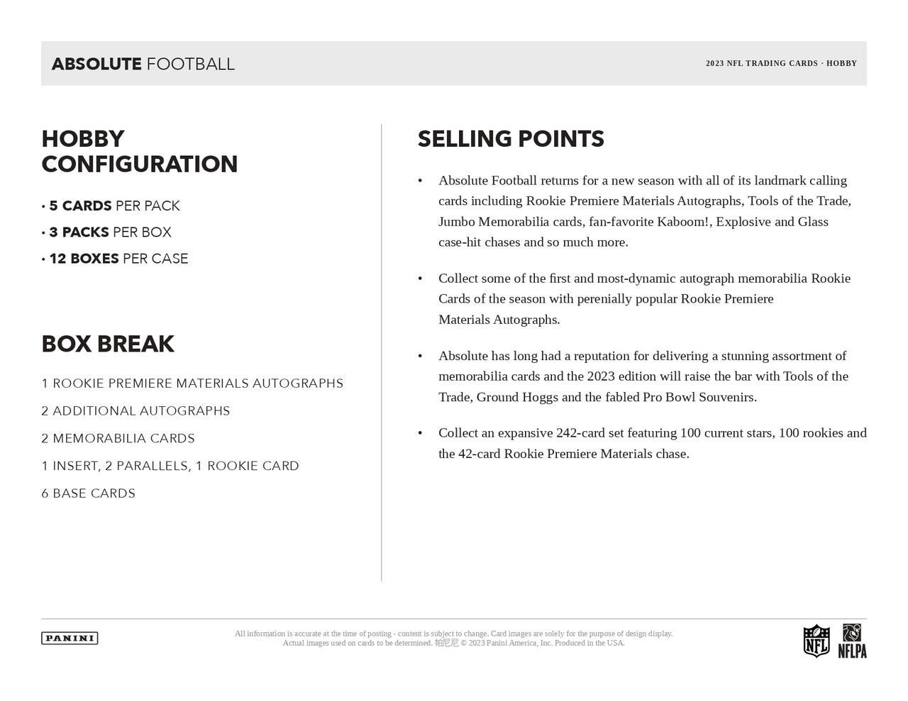 2023 Panini Absolute Football Hobby Box
