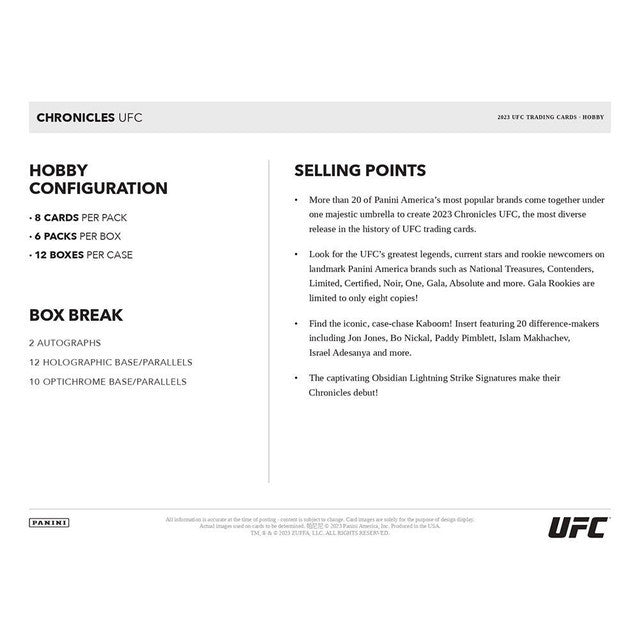 2023 Panini Chronicles UFC Hobby Box