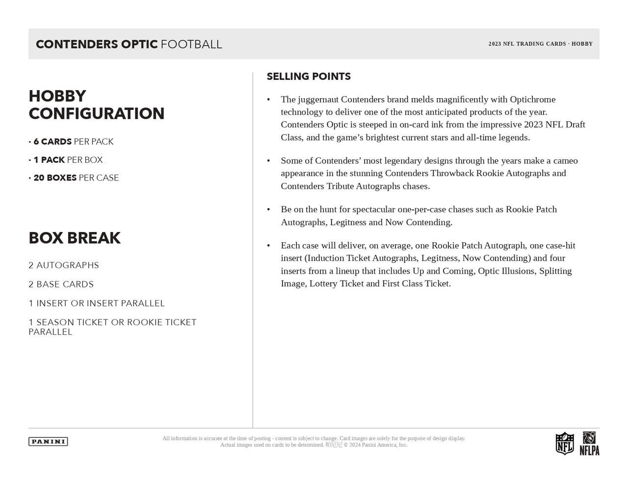 2023 Panini Contenders Optic Football Hobby Box