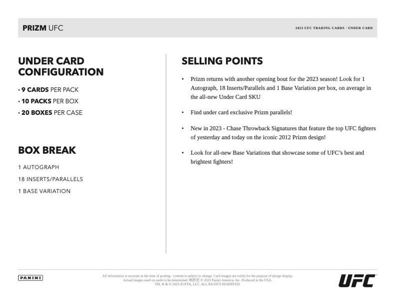 2023 Panini Prizm UFC Undercard Box