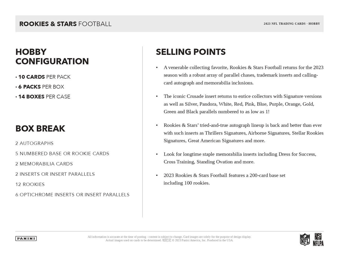 2023 Panini Rookies & Stars Football Hobby Box