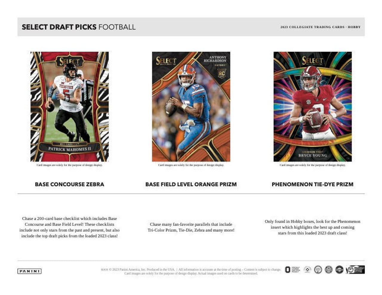 2023 Panini Select Draft Picks Football Hobby Box