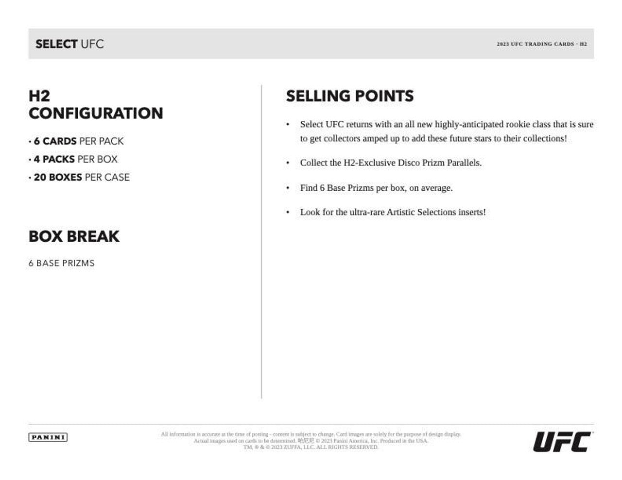 2023 Panini Select UFC H2 Hybrid Box